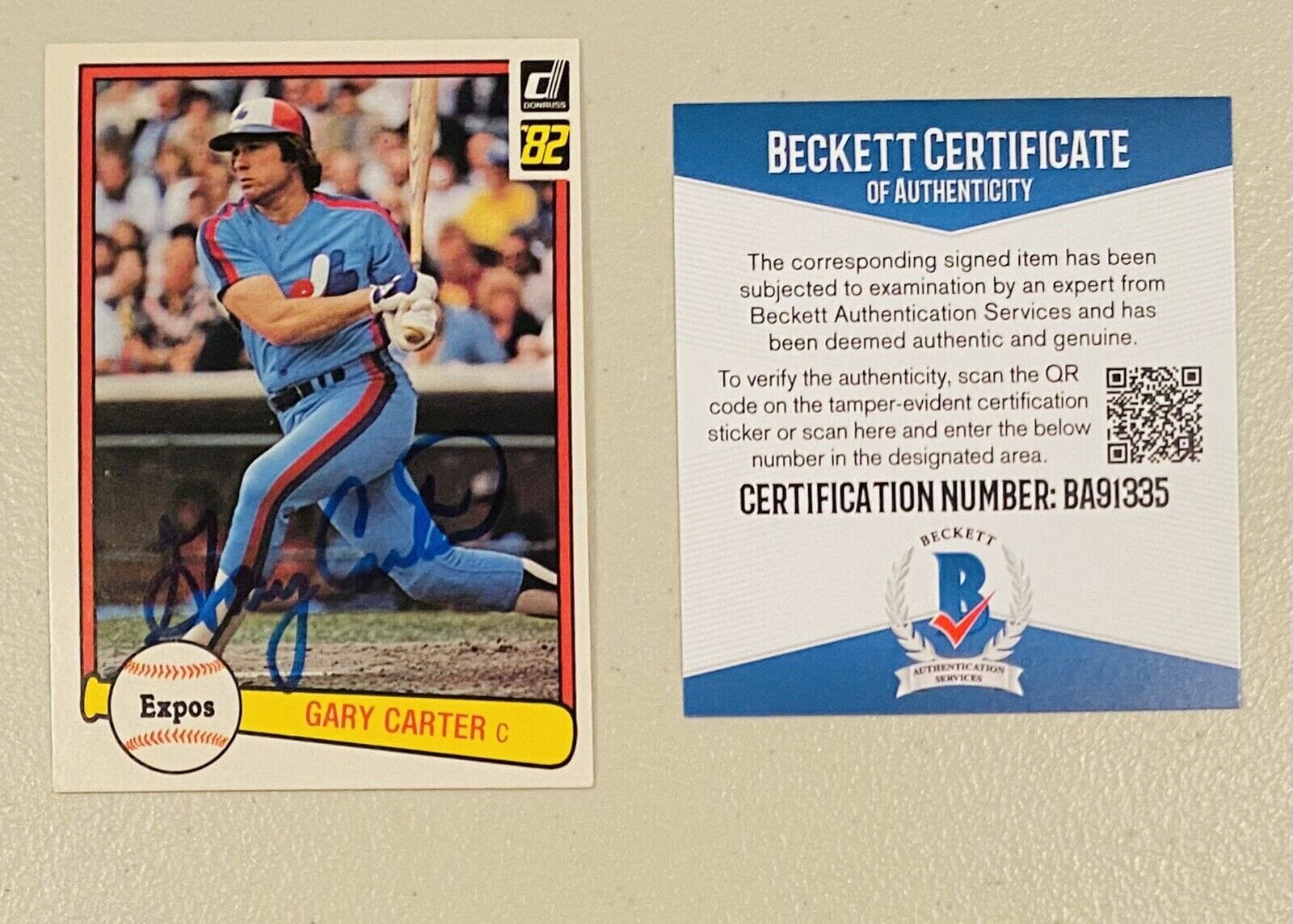 Gary Carter Signed Autographed 1982 Donruss Card #114 Beckett BAS Cert
