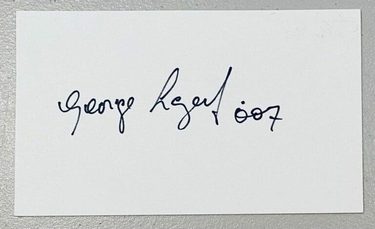 GEORGE LAZENBY SIGNED AUTOGRAPHED 3×5 CARD BAS BECKETT CERT JAMES BOND
 COLLECTIBLE MEMORABILIA