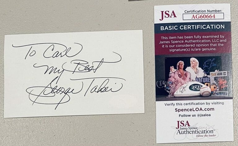 GEORGE TAKEI SIGNED AUTOGRAPHED 3×5 CARD JSA CERTIFIED STAR TREK SULU
 COLLECTIBLE MEMORABILIA