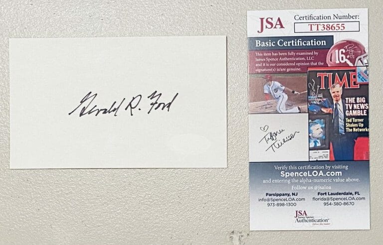 GERALD FORD SIGNED AUTOGRAPHED 3×5 CARD JSA CERTIFIED PRESIDENT 3
 COLLECTIBLE MEMORABILIA
