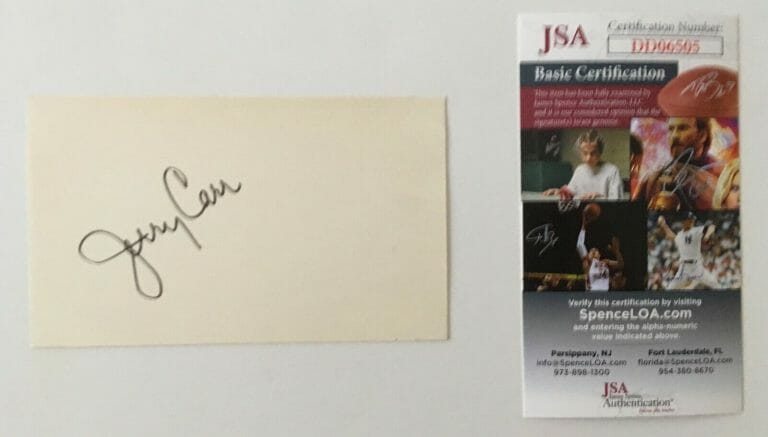 GERALD JERRY CARR SIGNED AUTOGRAPHED 3×5 CARD JSA CERTIFIED NASA ASTRONAUT
 COLLECTIBLE MEMORABILIA
