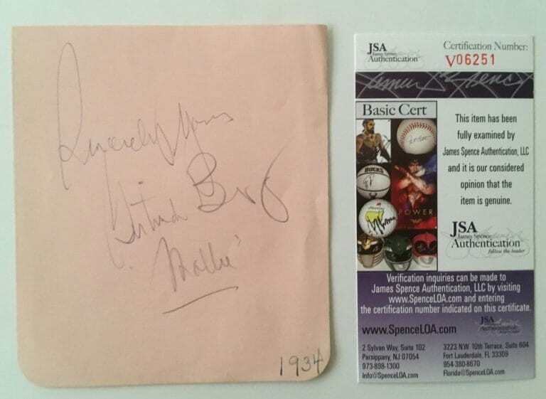 GERTRUDE BERG SIGNED AUTOGRAPHED 4.25 X 5 ALBUM PAGE JSA CERTIFIED GOLDBERGS
 COLLECTIBLE MEMORABILIA