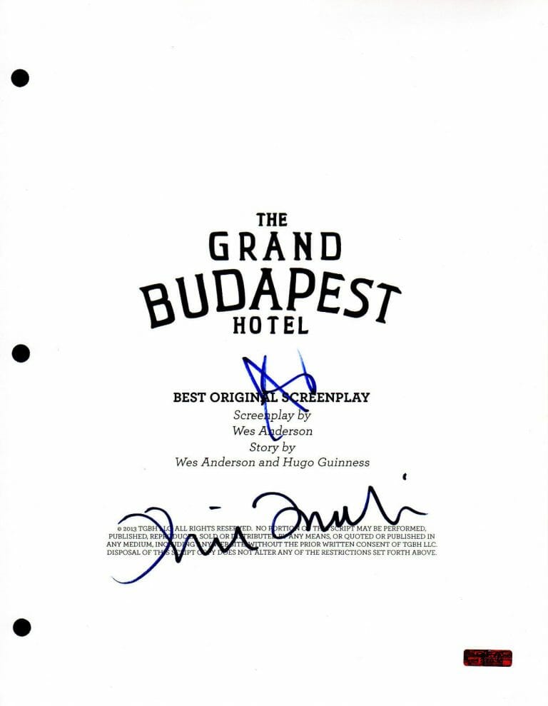 GFA BUDAPEST HOTEL * SCHWARTZMAN & TILDA SWINTON * SIGNED FULL MOVIE SCRIPT COA COLLECTIBLE MEMORABILIA