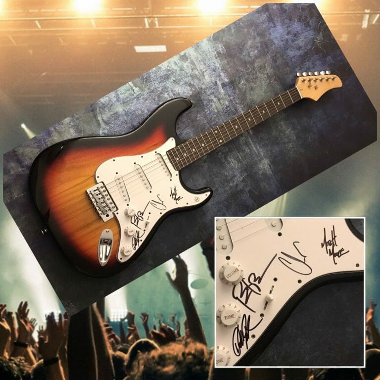 GFA CHRIS TAYLOR BROWN X4 HEADSTRONG * TRAPT * BAND SIGNED ELECTRIC GUITAR COA COLLECTIBLE MEMORABILIA