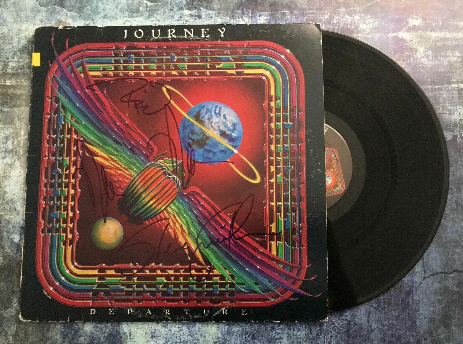 GFA Neal Schon x3 Ross Steve * JOURNEY * Band Signed Record Album PROOF COA