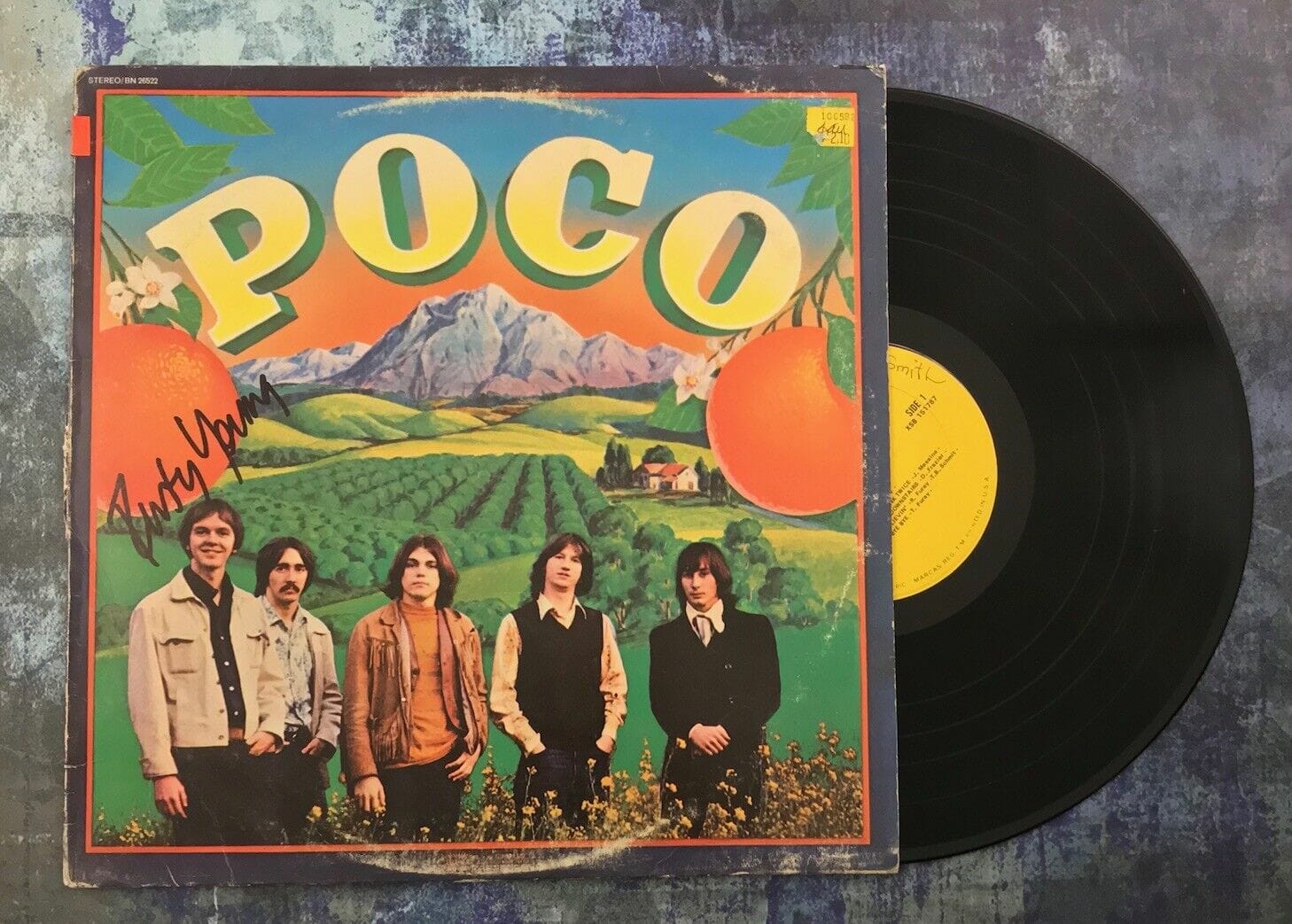 GFA Poco Band Guitarist * RUSTY YOUNG * Signed Record Album PROOF R2 COA