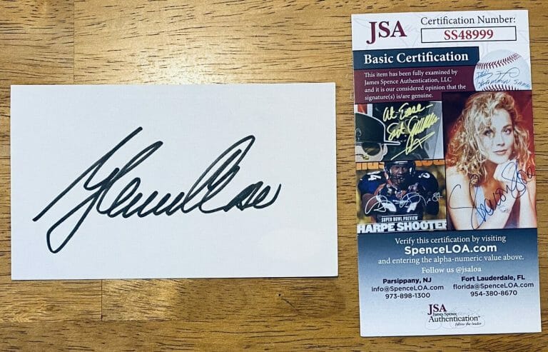 GLENN CLOSE SIGNED AUTOGRAPHED 3×5 CARD JSA CERTIFIED FATAL ATTRACTION
 COLLECTIBLE MEMORABILIA