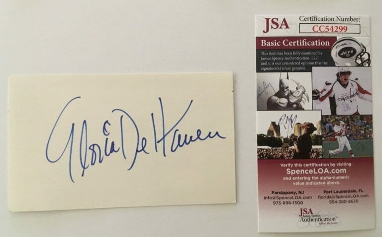 GLORIA DEHAVEN SIGNED AUTOGRAPHED 3×5 CARD JSA CERTIFIED
 COLLECTIBLE MEMORABILIA
