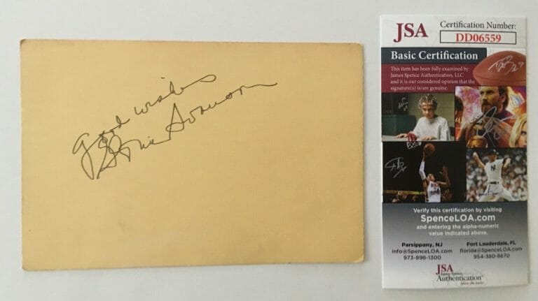GLORIA SWANSON SIGNED AUTOGRAPHED 4×6 CARD JSA CERTIFIED SUNSET BOULEVARD
 COLLECTIBLE MEMORABILIA