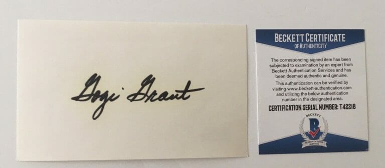 GOGI GRANT SIGNED AUTOGRAPHED 3×5 CARD BAS BECKETT CERTIFIED THE WAYWARD WIND
 COLLECTIBLE MEMORABILIA