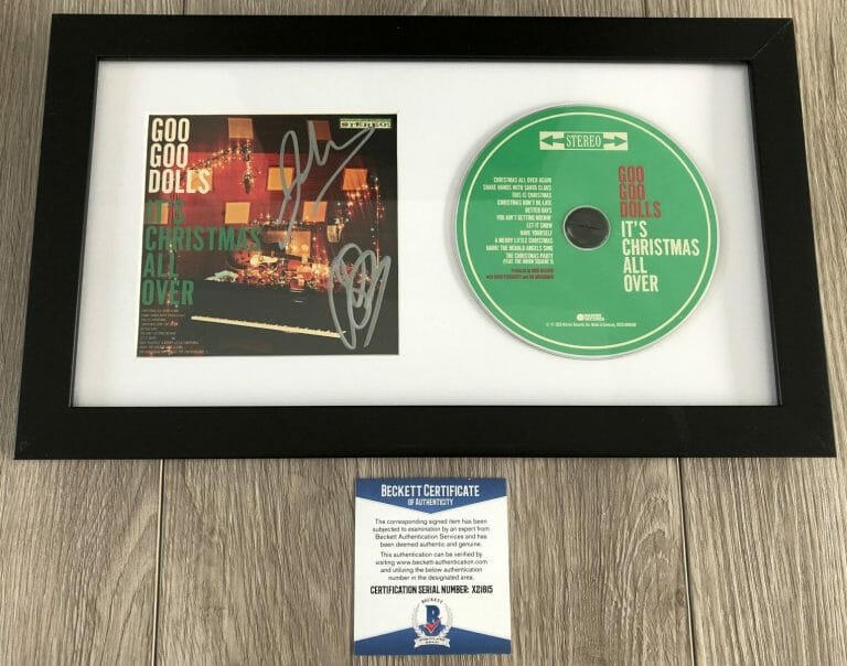 GOO GOO DOLLS SIGNED IT’S CHRISTMAS ALL OVER FRAMED & MATTED CD BECKETT BAS COA
 COLLECTIBLE MEMORABILIA