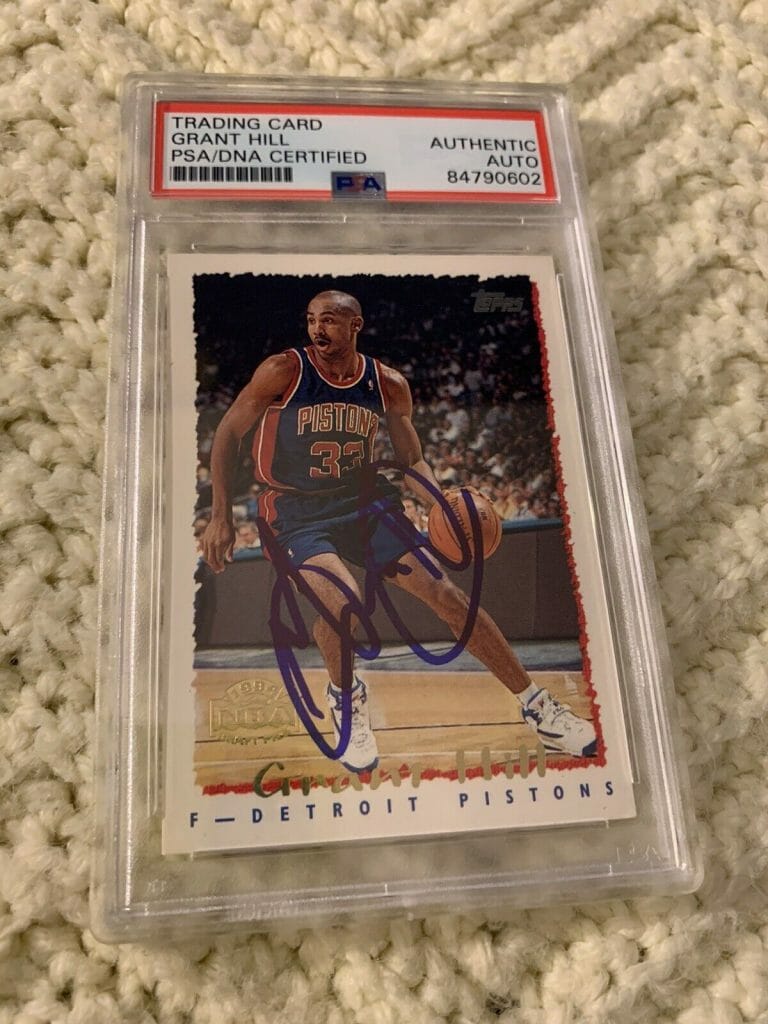 GRANT HILL SIGNED 1994-95 TOPPS CARD #325 PSA /DNA COA RC ROOKIE AUTOGRAPHED
 COLLECTIBLE MEMORABILIA