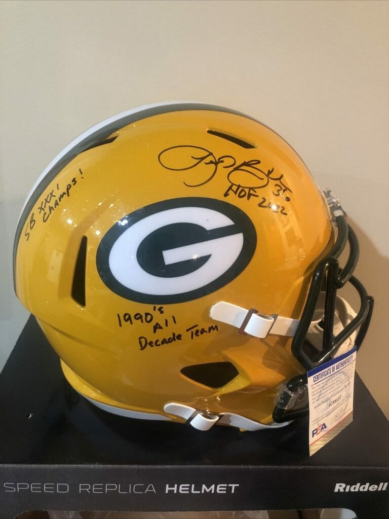 GREEN BAY PACKERS- LEROY BUTLER SIGNED AUTOGRAPH FULL SIZE SPEED REP HELMET PSA COLLECTIBLE MEMORABILIA