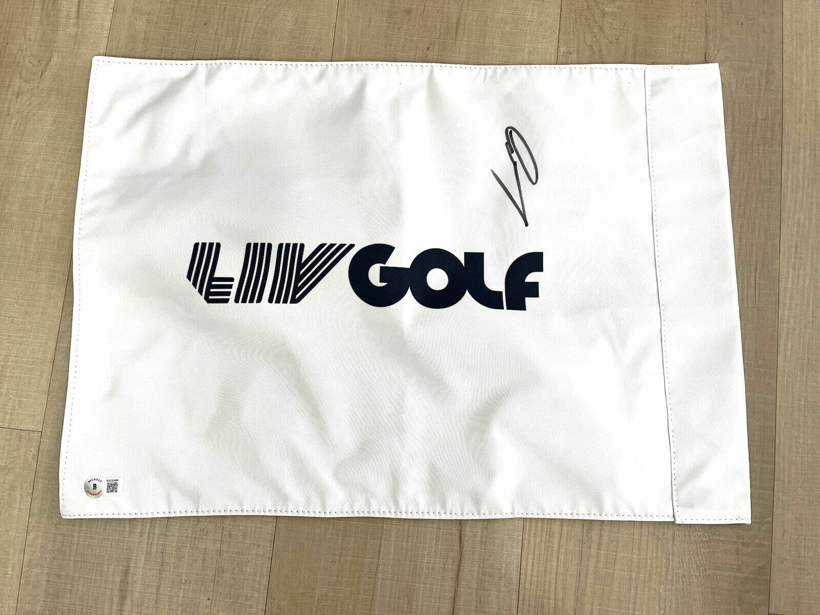 Greg Norman “ The Shark “ Hand Signed LIV Golf Official Flag Beckett BAS Beckett