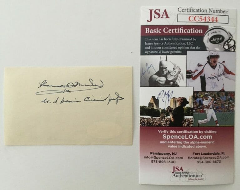 HAROLD MEDINA SIGNED AUTOGRAPHED 2.25 X 3.5 CUT JSA CERTIFIED JUDGE FOLEY SQUARE
 COLLECTIBLE MEMORABILIA