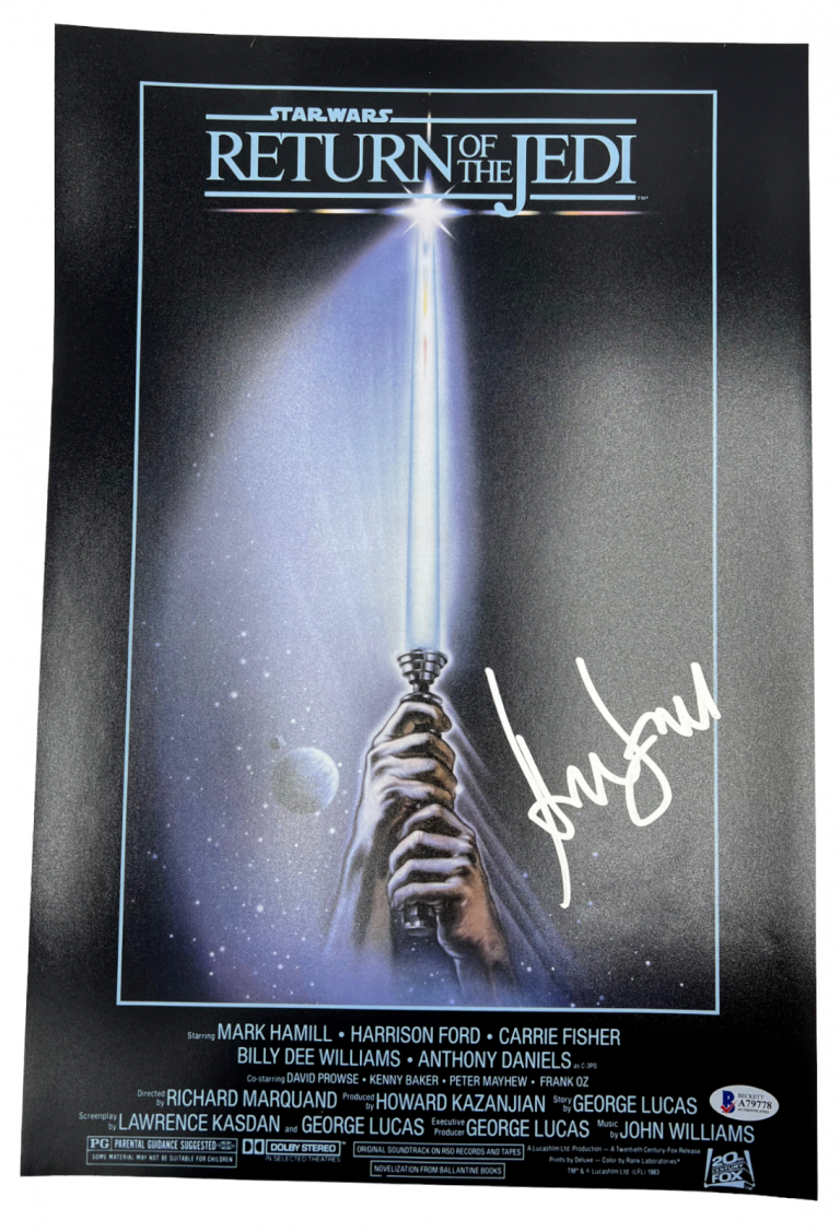 HARRISON FORD SIGNED STAR WARS RETURN OF THE JEDI 12X18 POSTER PHOTO BECKETT BAS COLLECTIBLE MEMORABILIA