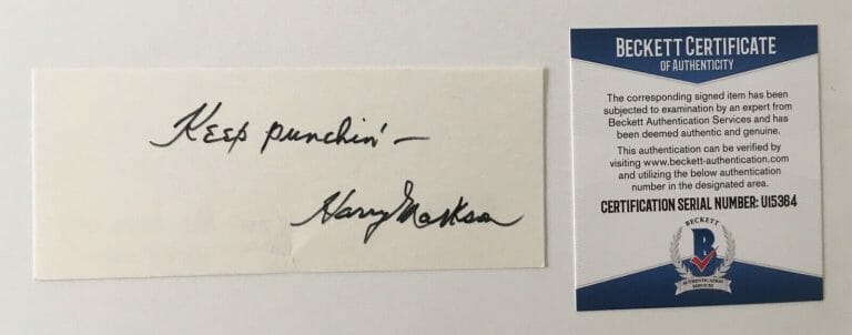 HARRY MARKSON SIGNED AUTOGRAPHED 2×5 CARD BAS BECKETT CERT HOF BOXING PROMOTER
 COLLECTIBLE MEMORABILIA