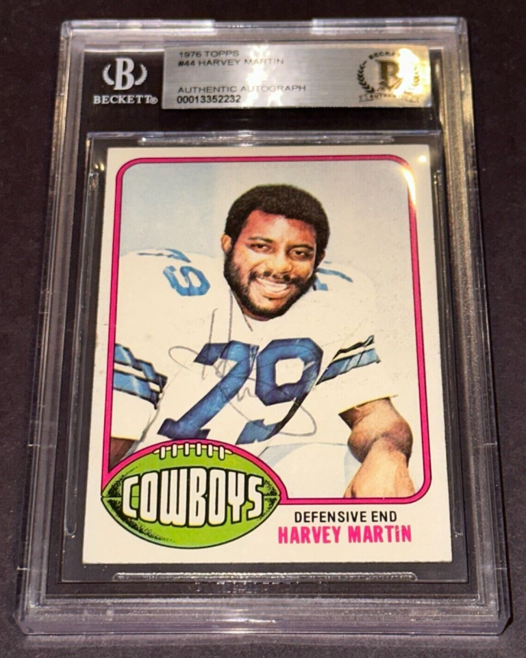 HARVEY MARTIN SIGNED 1976 TOPPS ROOKIE CARD #44 BECKETT AUTHENTICATED BAS RC COLLECTIBLE MEMORABILIA