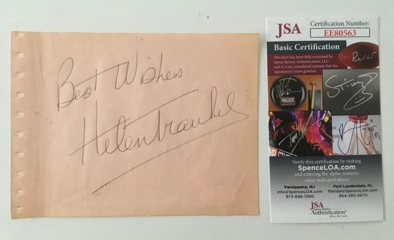 HELEN TRAUBEL SIGNED AUTOGRAPHED 4.5 X 6 ALBUM PAGE JSA CERTIFIED
 COLLECTIBLE MEMORABILIA