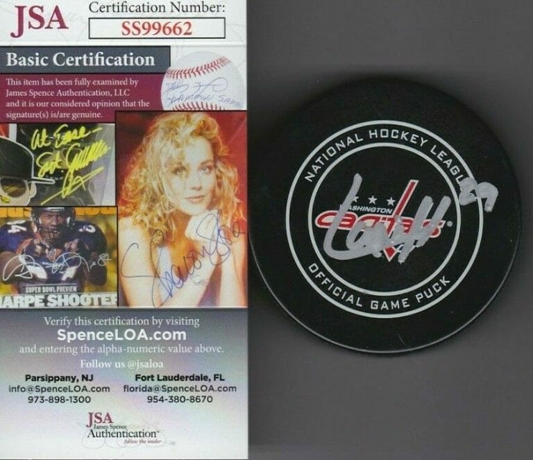 HENDRIX LAPIERRE SIGNED OFFICIAL NHL GAME PUCK W/ JSA COA WASHINGTON CAPITALS 2 COLLECTIBLE MEMORABILIA