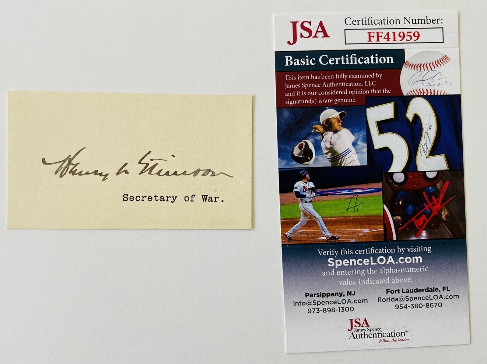 Henry Stimson Signed Autographed 2x3.5 Card JSA Certified Secretary of State War
Opens in a new window or tab