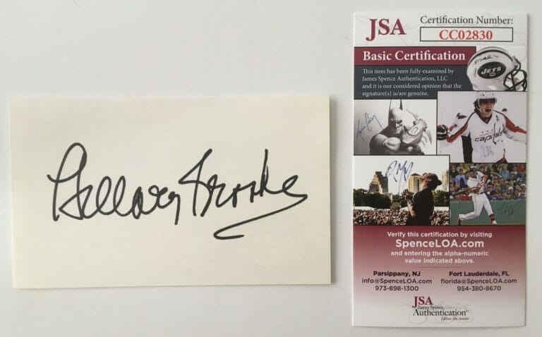 HILLARY BROOKE SIGNED AUTOGRAPHED 3×5 CARD JSA CERTIFIED
 COLLECTIBLE MEMORABILIA