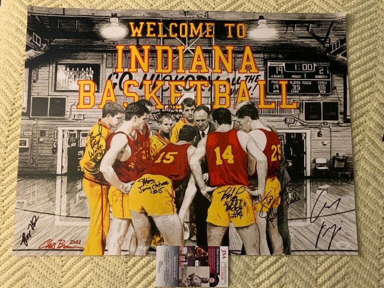HOOSIERS MOVIE CAST SIGNED POSTER AUTOGRAPHED JSA AURHENRICATED MARIS VALAINIS +
 COLLECTIBLE MEMORABILIA