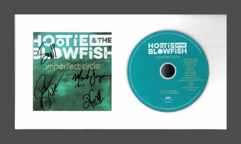 HOOTIE & THE BLOWFISH SIGNED AUTOGRAPH IMPERFECT CIRCLE CD DISPLAY DARIUS RUCKER COLLECTIBLE MEMORABILIA
