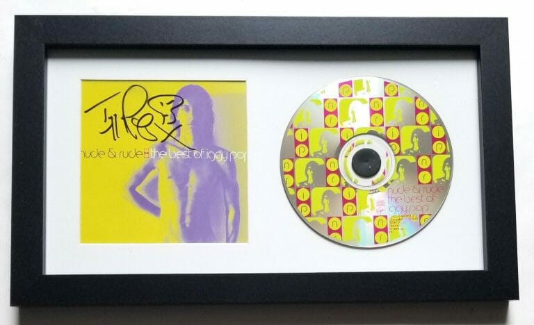 IGGY POP REAL HAND SIGNED NUDE AND RUDE BEST OF FRAMED CD DISPLAY COA STOOGES
 COLLECTIBLE MEMORABILIA