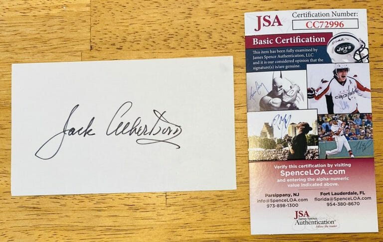 JACK ALBERTSON SIGNED AUTOGRAPHED 3×5 CARD JSA CERTIFIED WILLY WONKA GRANDPA JOE
 COLLECTIBLE MEMORABILIA