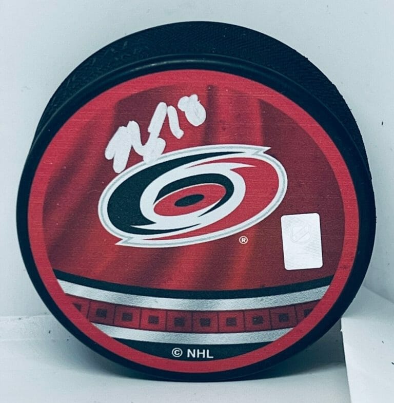 JACK DRURY SIGNED CAROLINA HURRICANES REVERSE RETRO PUCK AUTOGRAPHED COLLECTIBLE MEMORABILIA