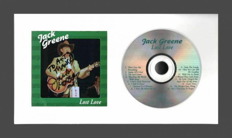 JACK GREENE SIGNED AUTOGRAPH LOST LOVE FRAMED CD DISPLAY – RARE! READY TO HANG! COLLECTIBLE MEMORABILIA