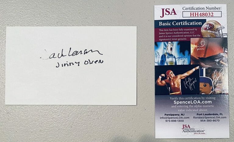 JACK LARSON SIGNED AUTOGRAPHED 3×5 CARD JSA CERTIFIED SUPERMAN JIMMY OLSEN
 COLLECTIBLE MEMORABILIA