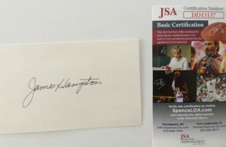 JAMES HAMPTON SIGNED AUTOGRAPHED 3×5 CARD JSA CERTIFIED LONGEST YARD TEEN WOLF
 COLLECTIBLE MEMORABILIA