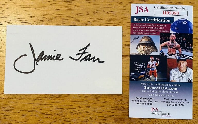 JAMIE FARR SIGNED AUTOGRAPHED 3×5 CARD JSA CERTIFIED M*A*S*H MASH
 COLLECTIBLE MEMORABILIA
