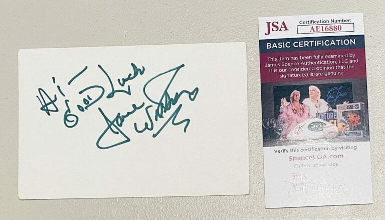 JANE WITHERS SIGNED AUTOGRAPHED 4×6 CARD JSA CERTIFIED GIANT DISNEY
 COLLECTIBLE MEMORABILIA