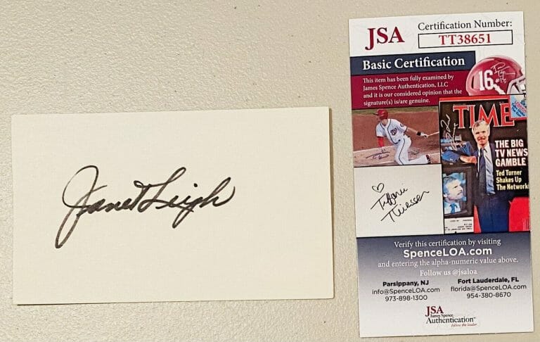 JANET LEIGH SIGNED AUTOGRAPHED 3×5 CARD JSA CERTIFIED PSYCHO 2
 COLLECTIBLE MEMORABILIA