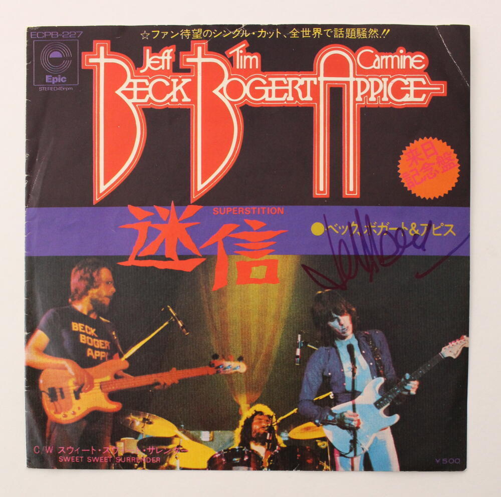 Jeff Beck Signed Autograph Japanese 45 RMP Album Record - Superstition JSA COA