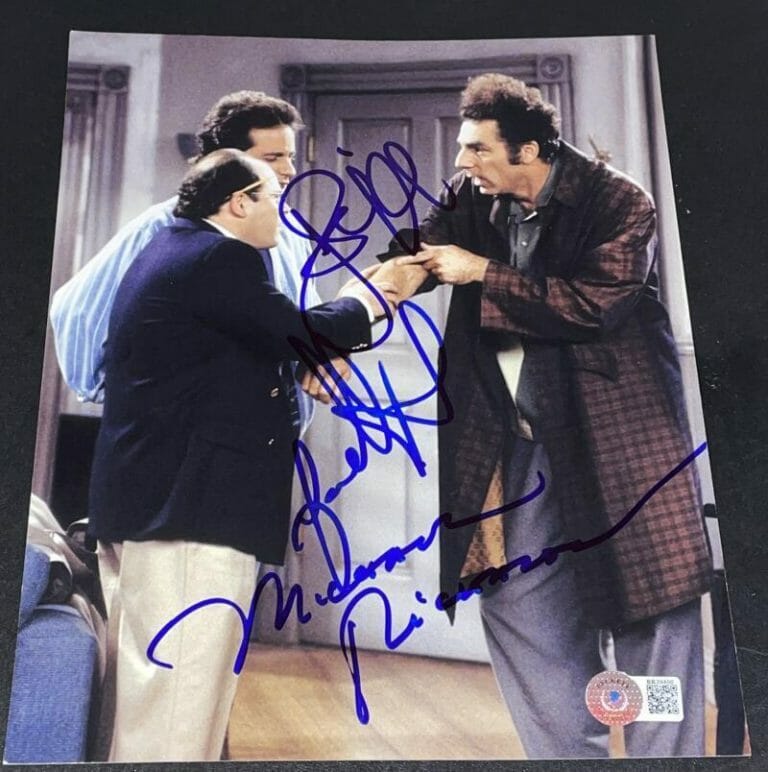 JERRY SEINFELD JASON ALEXANDER MICHAEL RICHARDS SIGNED AUTOGRAPH 8×10 PHOTO BAS COLLECTIBLE MEMORABILIA