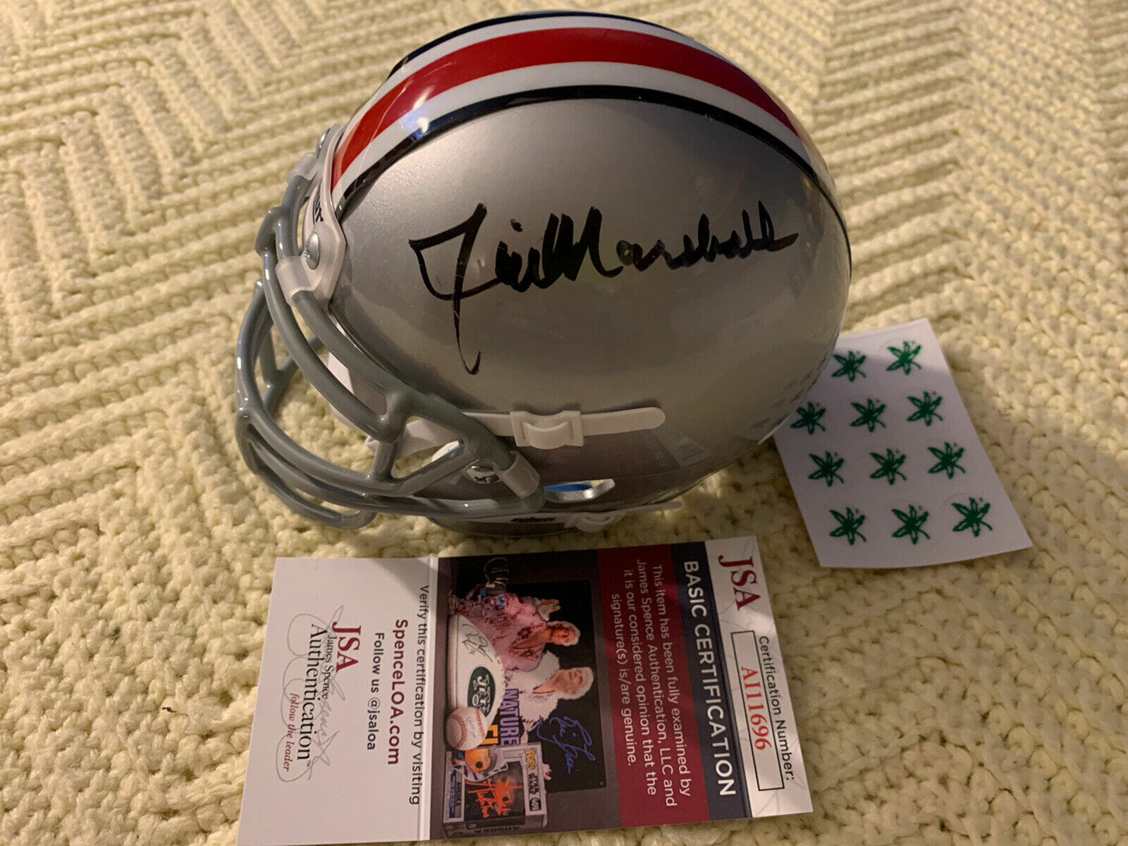 New ListingJim Marshall Signed Mini Helmet Ohio State Buckeyes JSA Authentication COA
Opens in a new window or tab