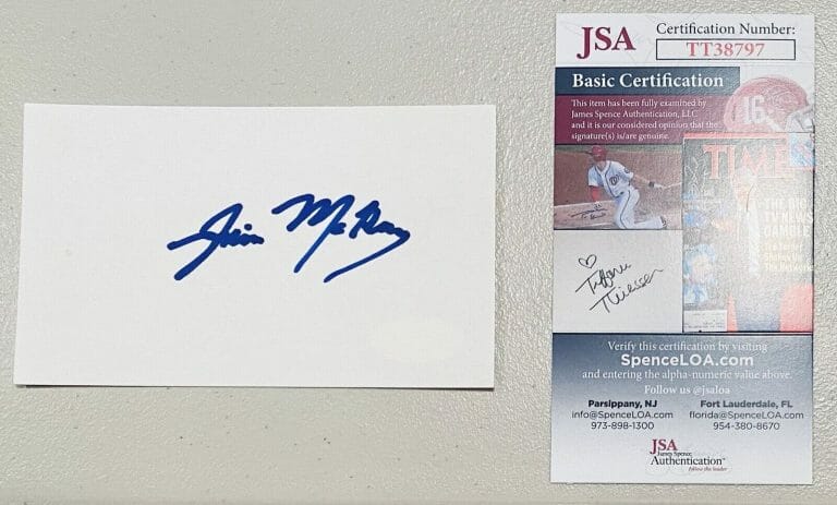 JIM MCKAY SIGNED AUTOGRAPHED 3×5 CARD JSA CERT WIDE WORLD OF SPORTS JOURNALIST 1
 COLLECTIBLE MEMORABILIA