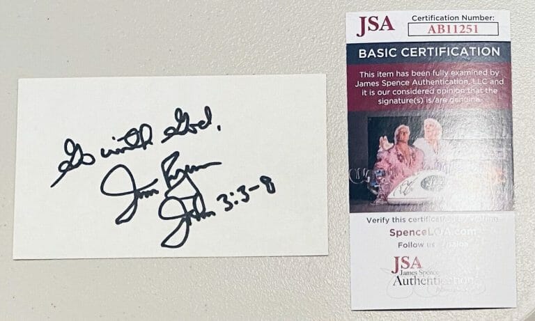 JIM RYUN SIGNED AUTOGRAPHED 3×5 CARD JSA OLYMPIC TRACK & FIELD FOUR MINUTE MILE
 COLLECTIBLE MEMORABILIA