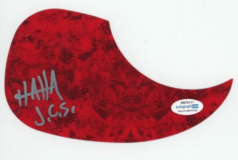JIMI HAHA JIMMIES CHICKEN SHACK SIGNED AUTOGRAPH ACOUSTIC GUITAR PICKGUARD ACOA COLLECTIBLE MEMORABILIA
