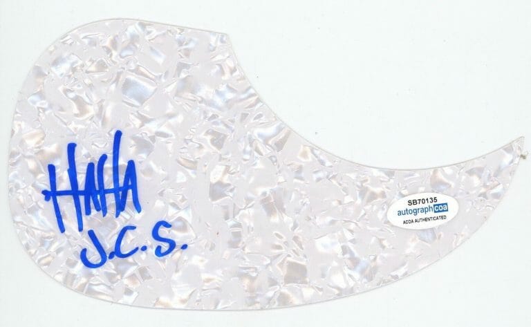 JIMI HAHA JIMMIES CHICKEN SHACK SIGNED AUTOGRAPH ACOUSTIC GUITAR PICKGUARD ACOA COLLECTIBLE MEMORABILIA