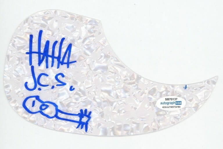 JIMI HAHA JIMMIES CHICKEN SHACK SIGNED AUTOGRAPH ACOUSTIC GUITAR PICKGUARD ACOA COLLECTIBLE MEMORABILIA