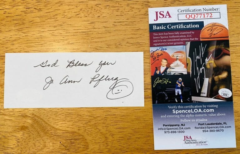 JO ANN PFLUG SIGNED AUTOGRAPHED 2×5 CARD JSA CERTIFIED MASH M*A*S*H
 COLLECTIBLE MEMORABILIA