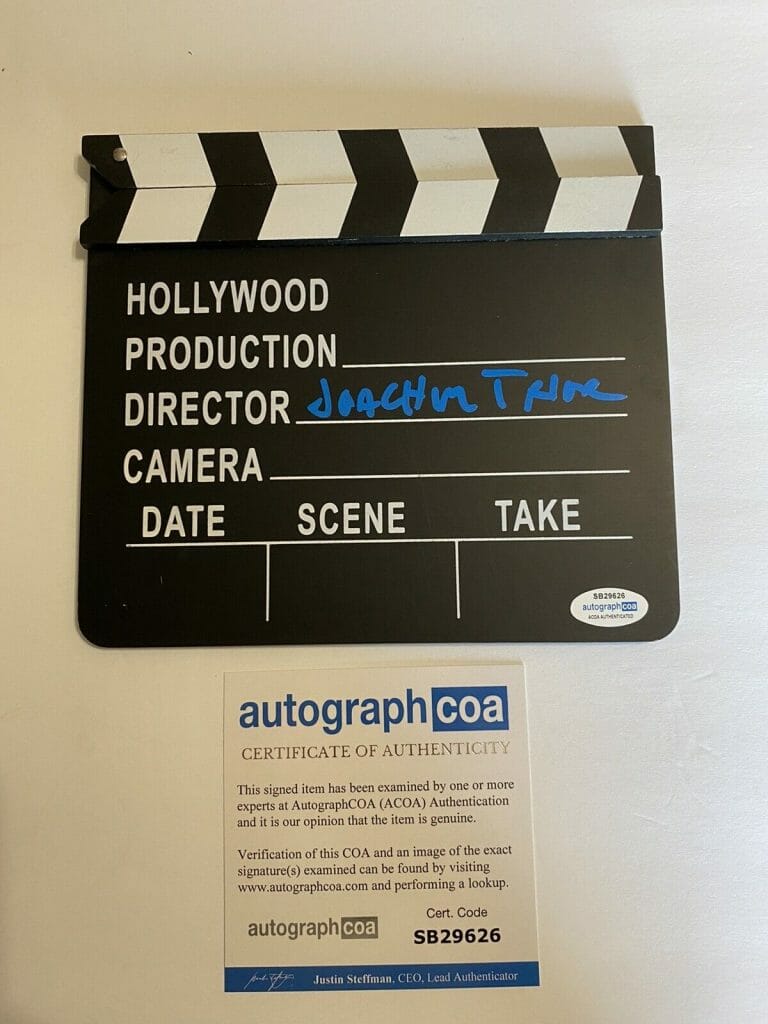 JOACHIM TRIER SIGNED AUTOGRAPH DIRECTOR CLAPBOARD WORST PERSON IN THE WORLD ACOA
 COLLECTIBLE MEMORABILIA