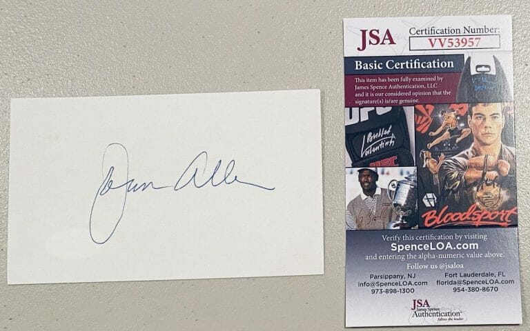 JOAN ALLEN SIGNED AUTOGRAPHED 3×5 CARD JSA CERTIFIED NIXON PLEASANTVILLE
 COLLECTIBLE MEMORABILIA