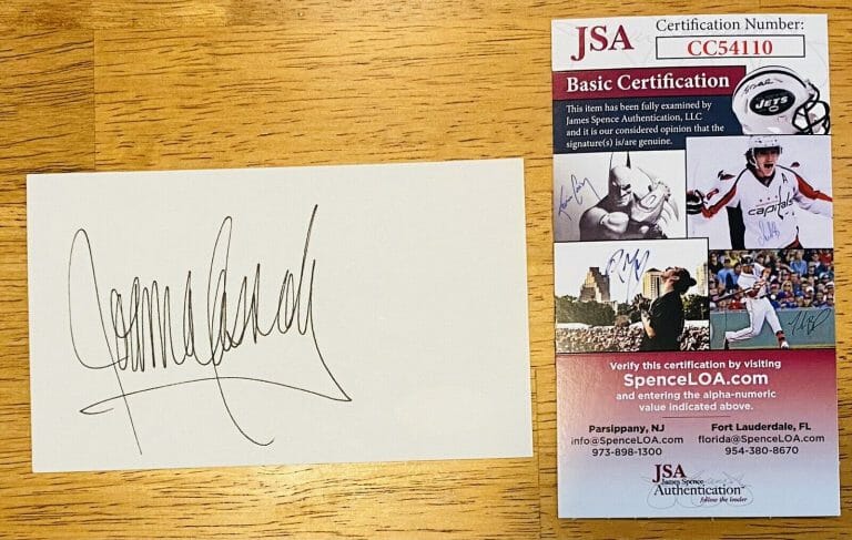 JOANNA CASSIDY SIGNED AUTOGRAPHED 3×5 CARD JSA CERTIFIED
 COLLECTIBLE MEMORABILIA