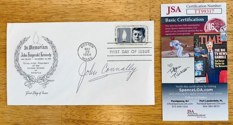 JOHN CONNALLY SIGNED AUTOGRAPHED FIRST DAY COVER JSA CERT TEXAS GOVERNOR JFK
 COLLECTIBLE MEMORABILIA